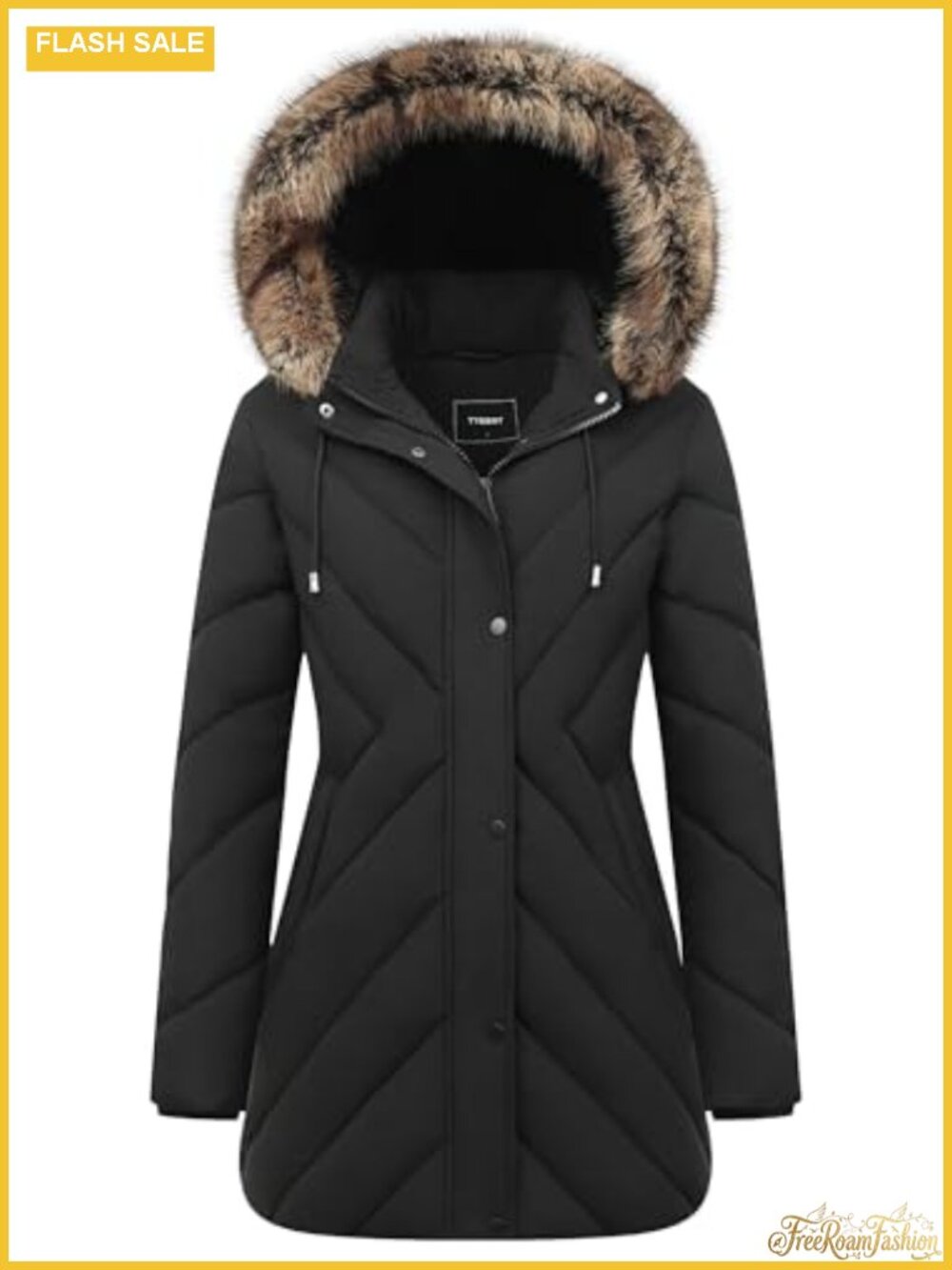 Women's Long Puffer Jacket Waterproof Winter Coat Hooded Quilted Warm Snow
